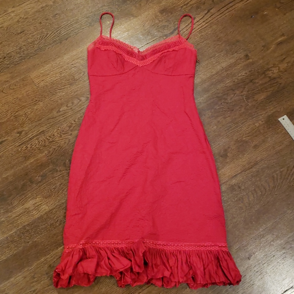 Sexy red spaghetti strap dress, BCBG Maxazria